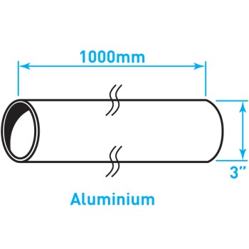 Exhaust Steel Tube Straight , ​Aluminized Steel - 3" x 1m